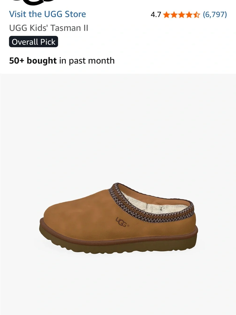 UGG Kids' Tasman II Chestnut Slip-On Clog Unisex Kids 10 Style T-1019066T NEW